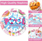 Qyeahkj 100 Pcs Summer Pool Party Plates and Napkins Set Pink Swimming Pool - Image 4