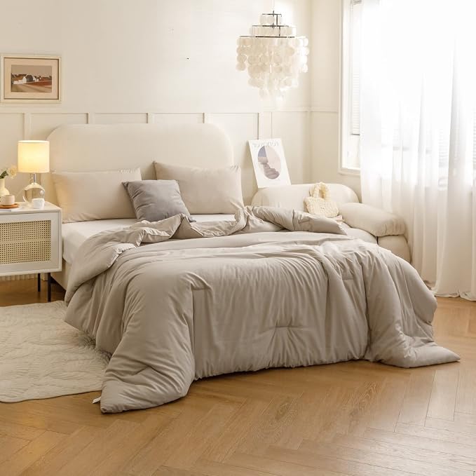 ROSGONIA Oversized King Comforter Oatmeal, Lightweight Oversized King Size - Image 6