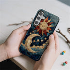 Case for Samsung Galaxy S25 FE, Sun Moon Stars Faux Stained Glass Design Hybrid - Image 5