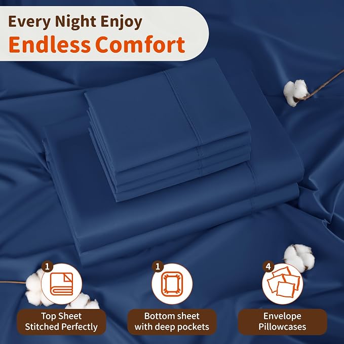 LBRO2M 1000 Thread Count 100% Egyptian Cotton Sheets Set 6 Piece Sets Full Size - Image 5