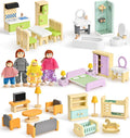 Toyssa Wooden Dollhouse Furniture Set, Pretend Play Toys Birthday Gift by Home
