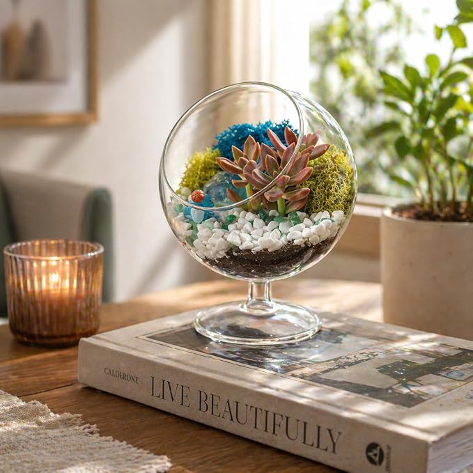 Creations by Nathalie DIY 6" Chalice Terrarium Kit Build Your Own Glass - Image 9