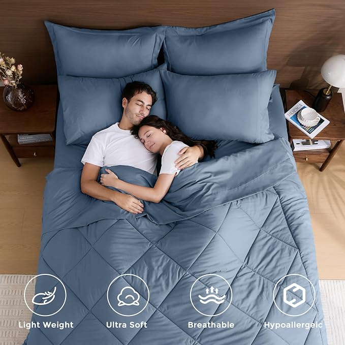 HEVUMYI Dusty Blue Full Comforter Set - Image 2