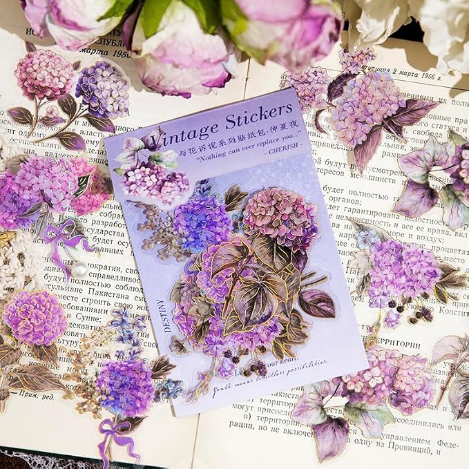 80Pcs Natural Flower Stickers for Scrapbooking, Self-Adhesive Transparent - Image 3