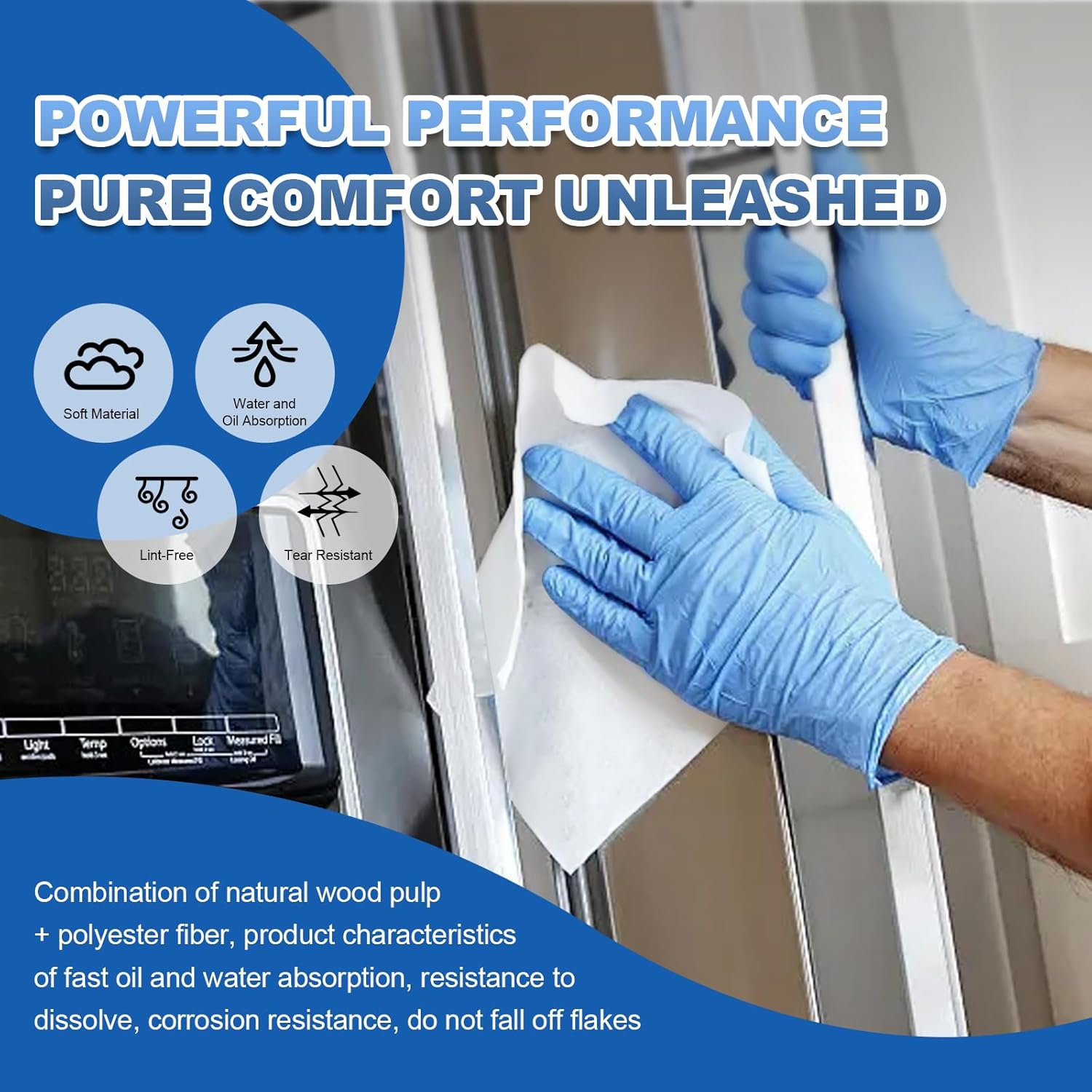 Cleanroom Wipes 9"x9" (300 Pcs, Cellulose/Polyester Blend, Grade A, 68GSM) Lint Free Wipes for Laboratory, Electronics, Pharmaceutical,Printing,Automotives and Semiconductor Industries