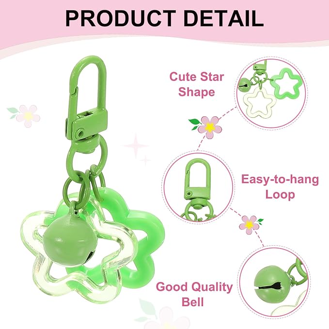 PATIKIL Star Keychain, Candy Color Acrylic Pentagram Keychain Stars Charms Bell - Image 3