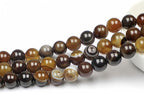 MJDCB Natural Stone Beads Coffee Stripe Agate Round Loose Beads - Image 3