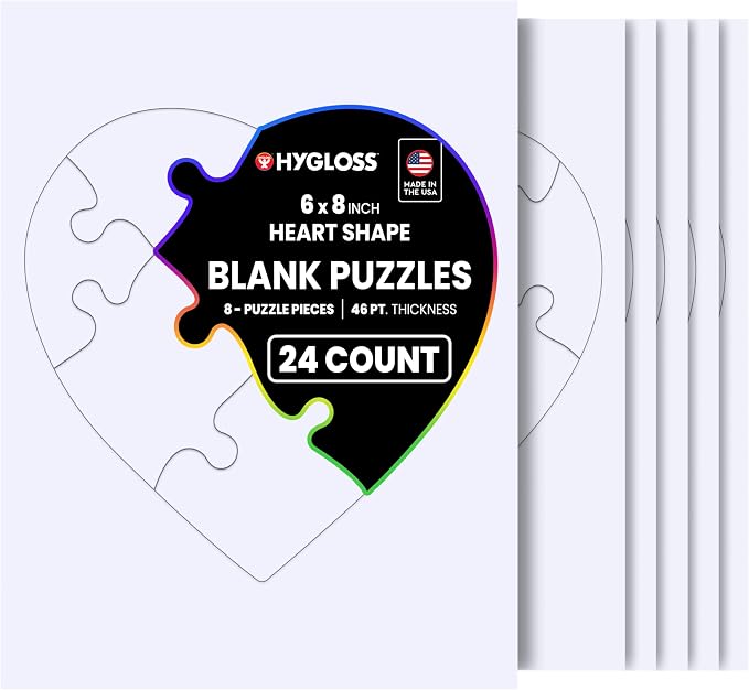 Hygloss 24 Blank Heart Puzzles – 6 x 8 Inches – Ideal by HyglossProductsInc