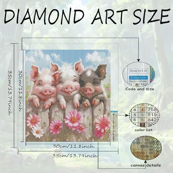 Pig Flower Diamond Art Kits For Adults, 5D Diamond Painting Kits for Beginner - Image 6