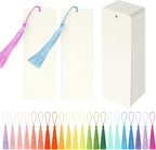 102 pcs Blank Bookmarks with Colorful Tassels – 350gsm Cardstock Bookmark Blanks by KaloTidy