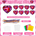 32 Sets Valentines Suncatchers Craft Kit DIY Heart Window Stained Glass Effect - Image 2