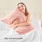 BEDELITE Satin Pillowcase with Zipper, Coral Pillow Cases Queen Size Set of 2 - Image 2