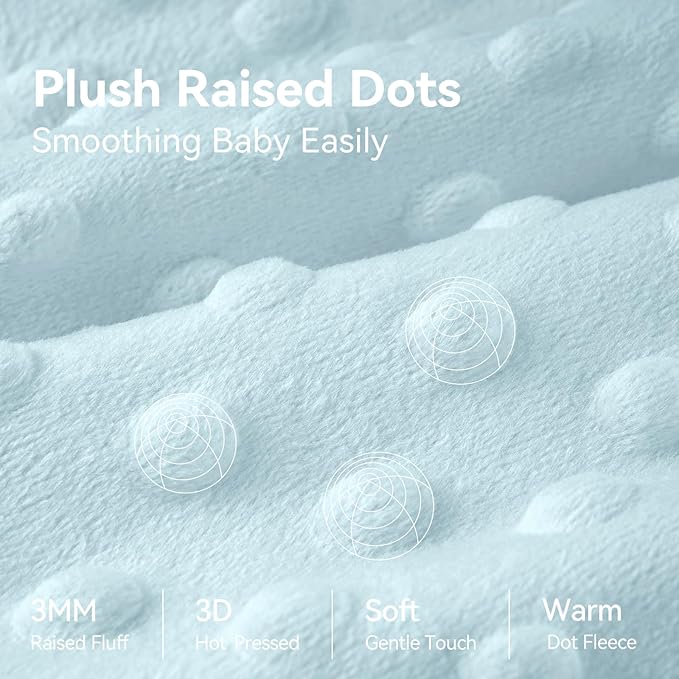 Fleece Baby Sleep Sack 18-24 Months with Plush Dots 1.5 Tog Baby Wearable Blanket with 2-Way Zipper Warm Sleeping Sack for Toddler Infant - XLarge, Sky Blue