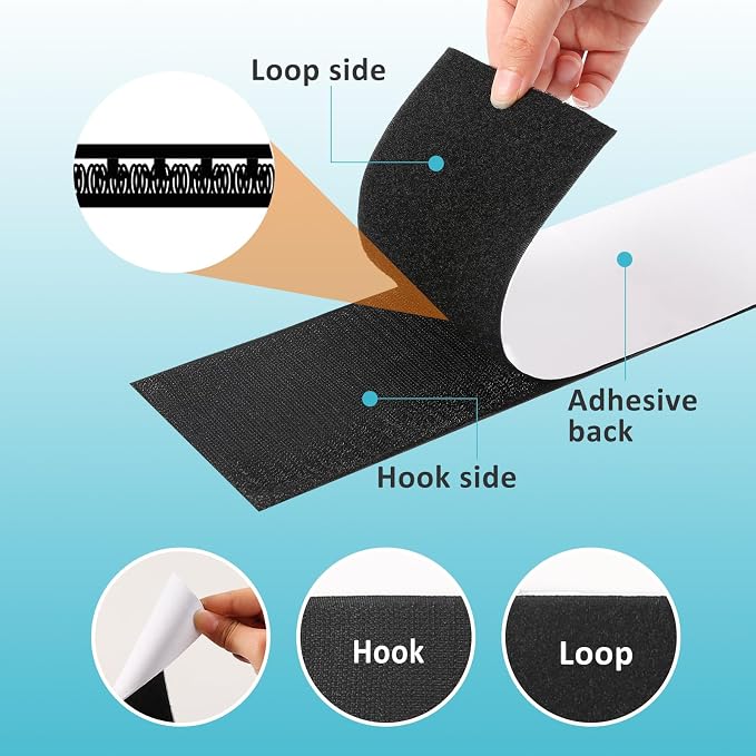 4.4''×16.5 Feet Black Heavy Duty Hook and Loop Tape Adhesive, Keep Couch - Image 3