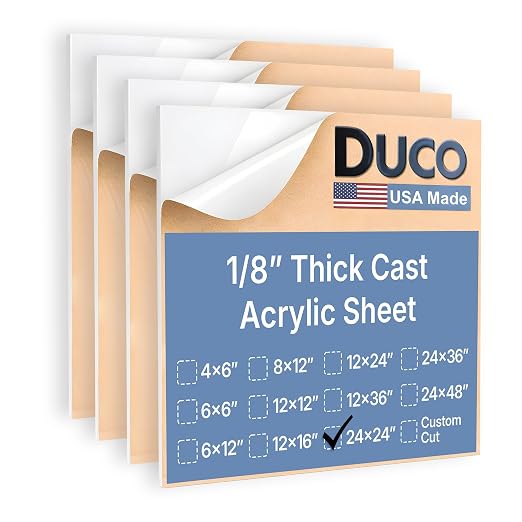 Duco White Cast Acrylic Sheets 1/8" Thick 24" x 24" by DucoPlasticsSupply