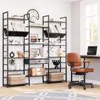 NUMENN Bookcases and Bookshelves Triple Wide 6 Tier Bookshelf, Large Etagere - Image 4