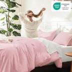 Litanika Pink Comforter Set Full Size, 3 Pieces Girls Women Cute Soft Solid - Image 4