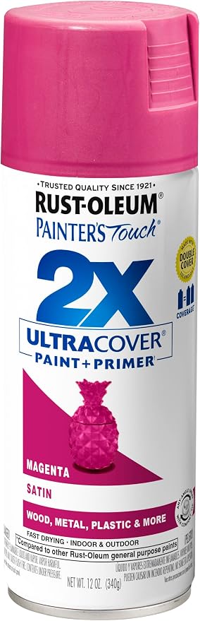 Rust-Oleum Painter's Touch 2X Ultra Cover Spray Paint, Satin Magenta | Indoor by Rust-Oleum