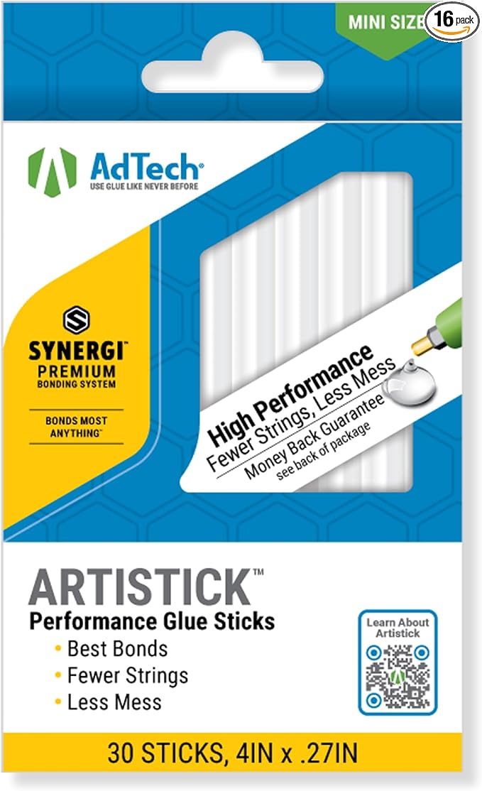 AdTech Mini Artistick 4" High Performance Stringless Hot Glue Sticks by AdhesiveTechnologies