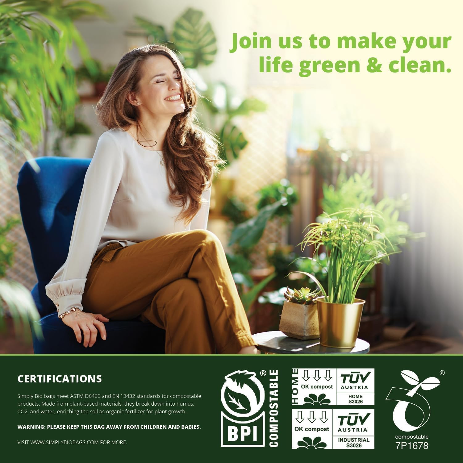 60-64 Gallon Compost bags BPI Certified Compostable Bags Heavy Duty Extra Thick 2 Mil, 242.27 Liter, 12 Bags, Leaf Bag, Lawn, Yard, and Restaurant Use, ASTM D6400, OK Compost Home Certified