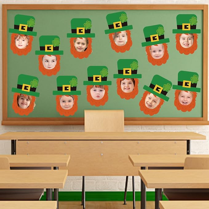 50 Pcs St. Patrick's Day Bulletin Board Leprechaun Hat Cutouts | Green - Image 5