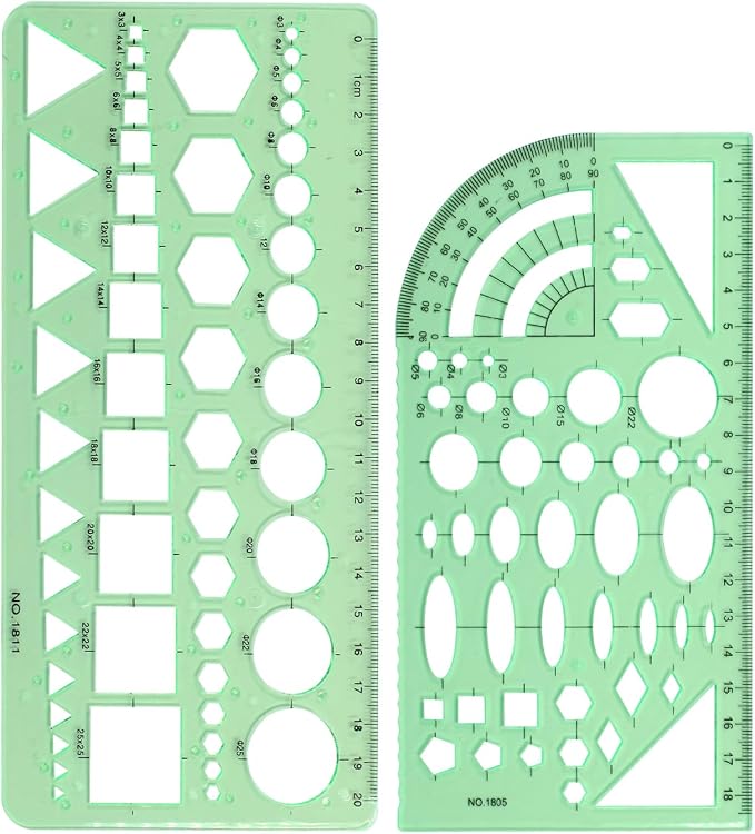 Circle Template, Digital Drawing Set, Geometric Drawings Stencils Rulers - Image 5