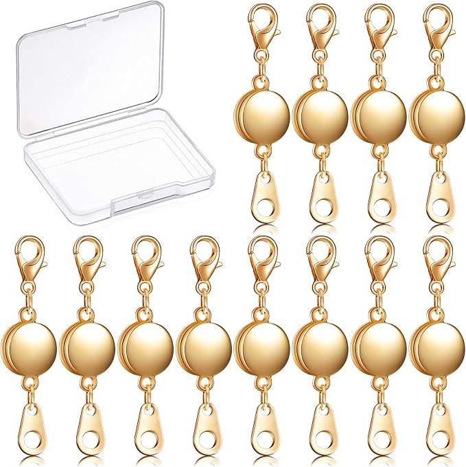 Hicarer 12 Pieces Magnetic Necklace Clasp Locking Magnetic Jewelry Clasp Round by Hicarer