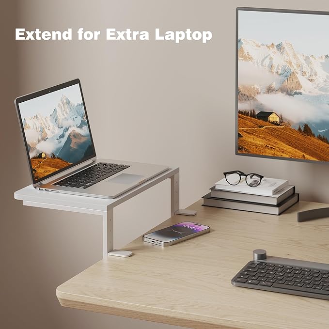 Desk Extender, 15-inch Clamp-On Desk Shelf, Height-Adjustable Desktop Shelf - Image 3