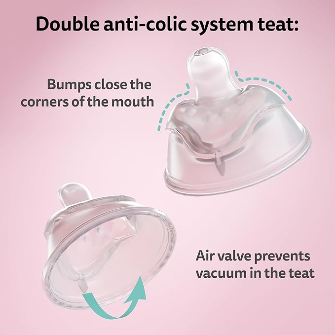 Herobility Double Anti-Colic Baby Bottles – 5 fl oz/140ml – 4-Pack – Multicolor – Sand, Woodchuck, Pink, White