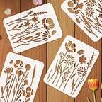 9pcs Wildflower Stencil for Painting Flower Beds Painting Crafts Template Wall - Image 3