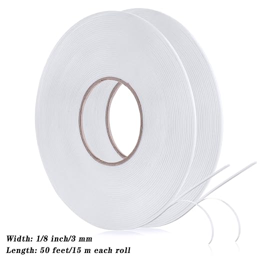 Tatuo 2 Rolls Double Sided Foam Tape 1/8 Inch by 50 Feet White PE Foam Tape - Image 3