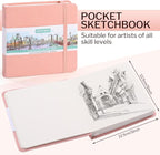 Hardcover Pocket Sketchbook, 98lb/160gsm Heavyweight Tiny Sketch Book, 80 - Image 2