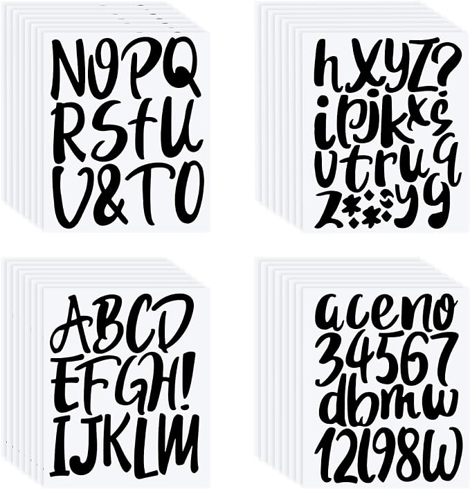 Outus 576 Pcs 8 Sheets Letters Stickers Vinyl Alphabet Number Decals Back to by Outus