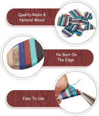 FASHEWELRY Striped Resin Wood Earrings Charms Cyan Rhombus Teardrop Flat Round - Image 5