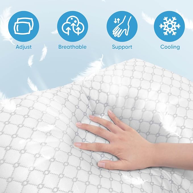 OAISZ Shredded Memory Foam Pillow, Standard Size Cooling Adjustable Firm Bed - Image 2