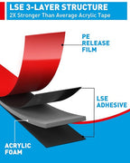 EMITEVER 0.39IN x 36FT Double Sided Tape Heavy Duty Tesa | Waterproof & - Image 2