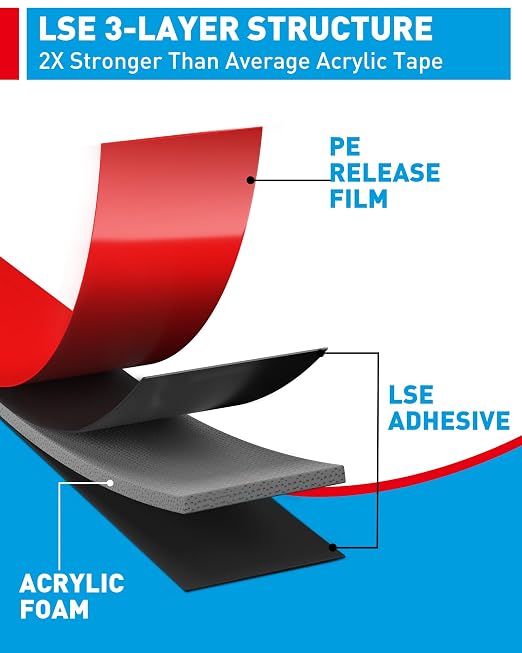 EMITEVER 0.39IN x 36FT Double Sided Tape Heavy Duty Tesa | Waterproof & - Image 2