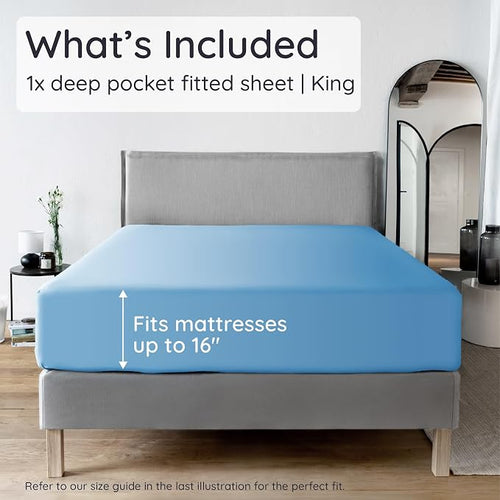 Bambaw 100% Viscose Derived from Bamboo Fitted Sheet, 16’’ Pocket King Bed - Image 2