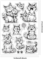 GLOBLELAND Cat Friend Clear Stamps Funny Cat Silicone Stamp Seals Cartoon Cat - Image 6