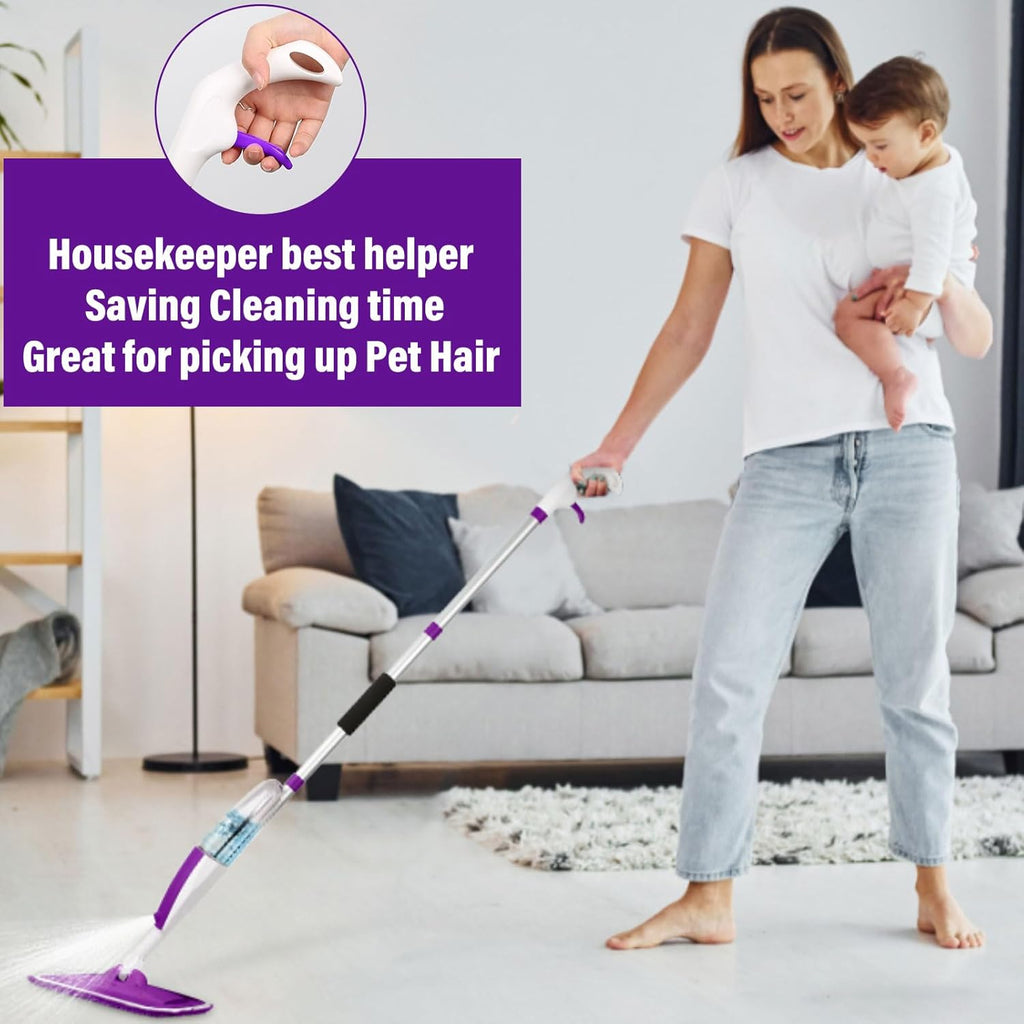 Mops for Floor Cleaning Wet Spray Mop with 14 oz Refillable Bottle and 3 Washable Microfiber Pads Home or Commercial Use Dry Wet Flat Mop for Hardwood Laminate Wood Ceramic
