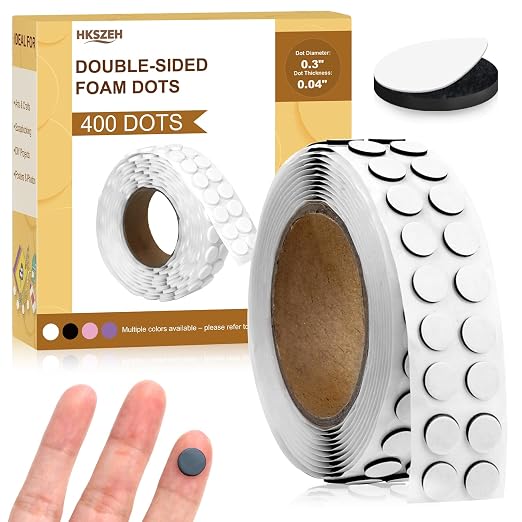 400 PCS 1mm Double Sided Foam Dots 0.3" Foam Round Dots 3D Foam Tape Craft by Unknown