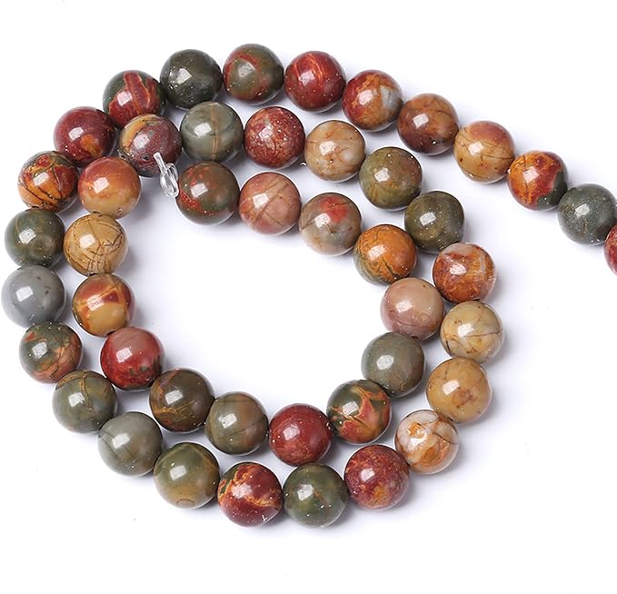10mm 38pcs Natural Picasso Jasper Beads Healing Power Stones Round Loose - Image 5