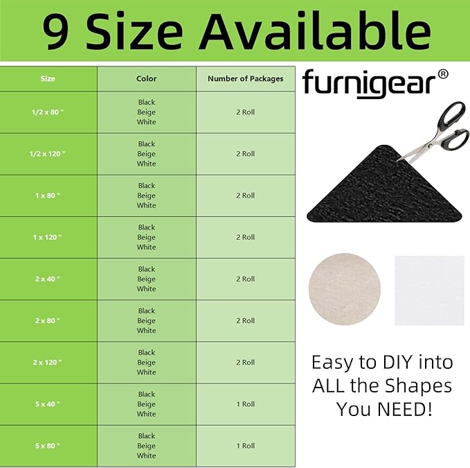 Felt Strips with Adhesive Backing – Furnigear Heavy Duty Cuttable Felt Tape - Image 5