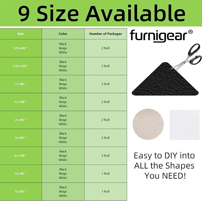 Felt Strips with Adhesive Backing – Furnigear Heavy Duty Cuttable Felt Tape - Image 5