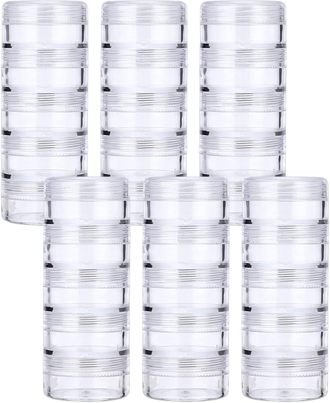 Hipiwe 6 Sets 5 Layers Plastic Round Storage Containers Small Art Craft - Image 7