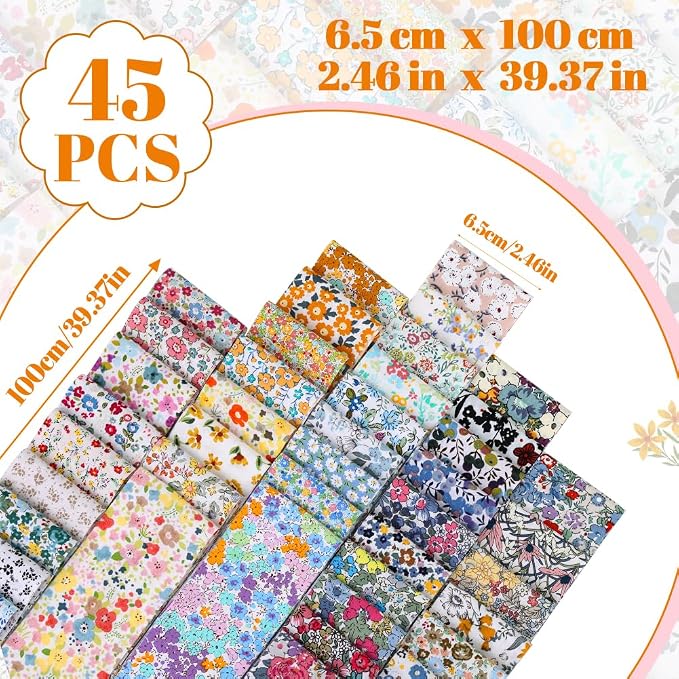 45PCS Fabric Jelly Rolls, Jelly Roll Fabric Strips - Image 2