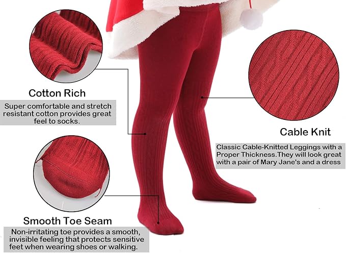 EPEIUS Baby Girl Tights Thick Cable Knit Leggings Stockings Cotton Pantyhose for Newborn Infant Toddler 3/4/5/6 Pack
