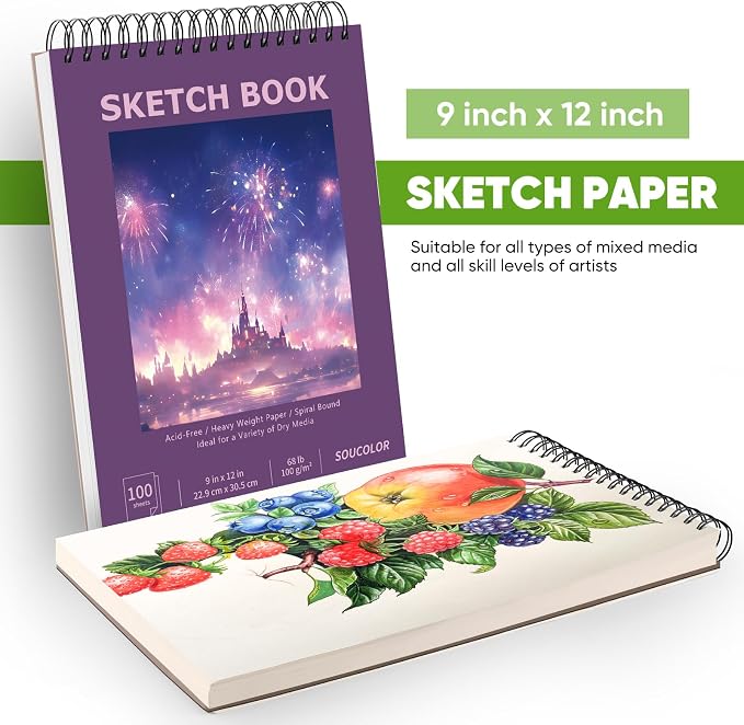 Soucolor 9"x12" Sketch Book for Women, and Adults - Image 6