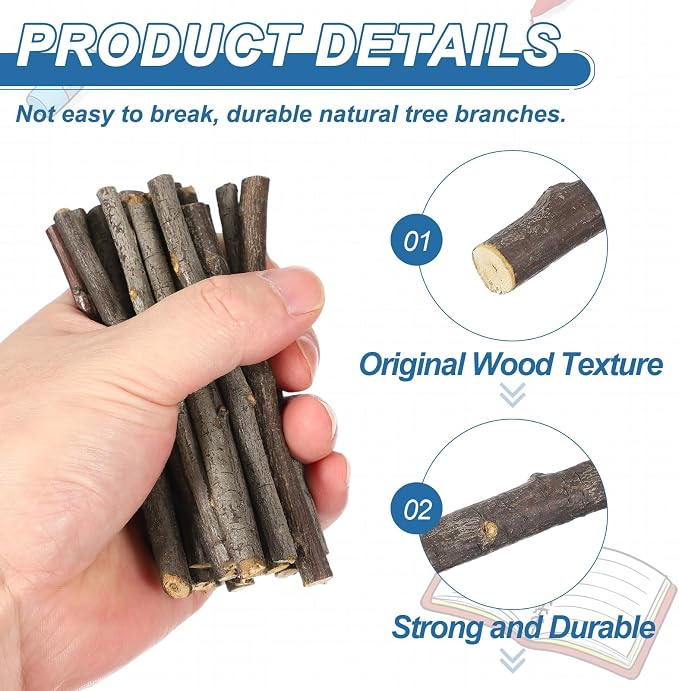 PATIKIL 25 Pcs 4inch Wood Log Sticks, 0.2-0.31inch in Diameter Natural Driftwood - Image 3