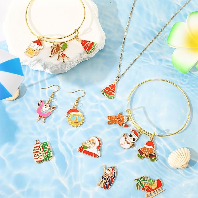 MARFOREVER 40 Pcs/20 Pairs July Christmas Charms Summer Christmas Charms | - Image 2